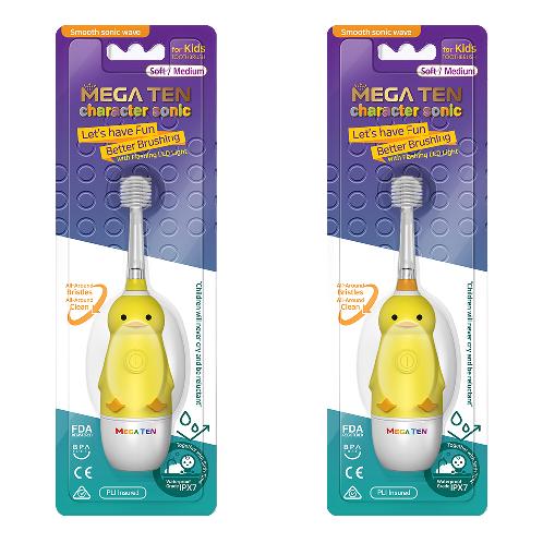 [MEGA TEN]  360-DEGREE TOOTHBRUSH - Sonic - Dupont Tynex - Yellow - 130mm*40mm - 1EA